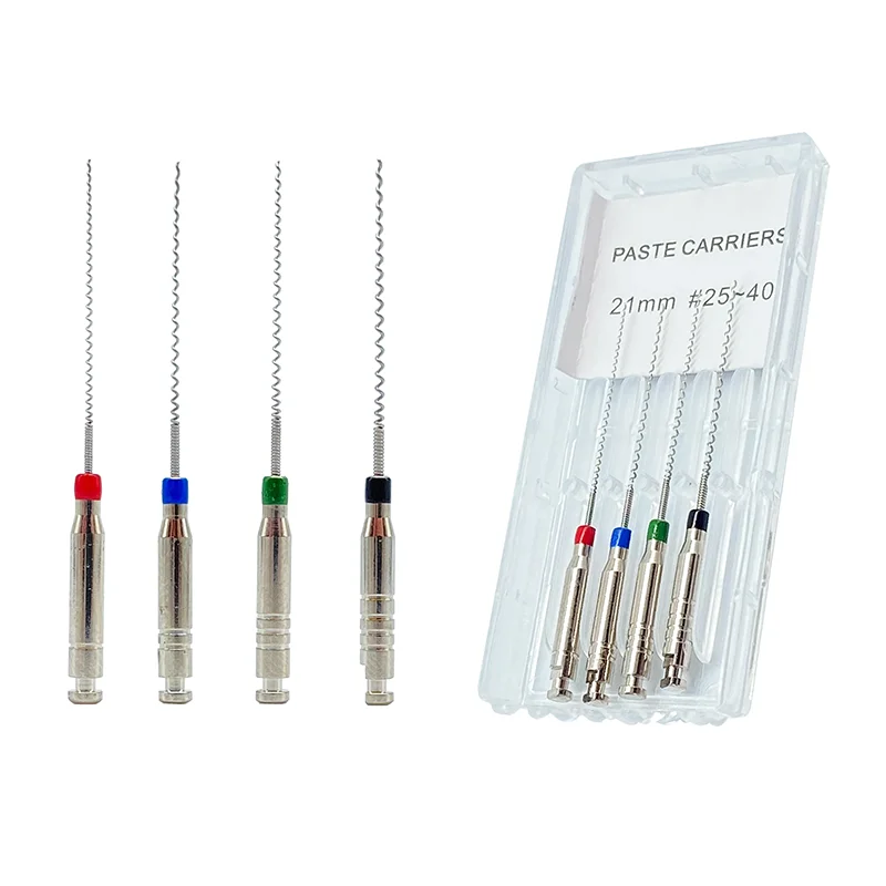 4pcs/Box 21/25mm #25-40 Dental Rotary Paste Carriers Spiral Filler Lentulo Assorted Engine Filling Paste Dentist Materials Tools