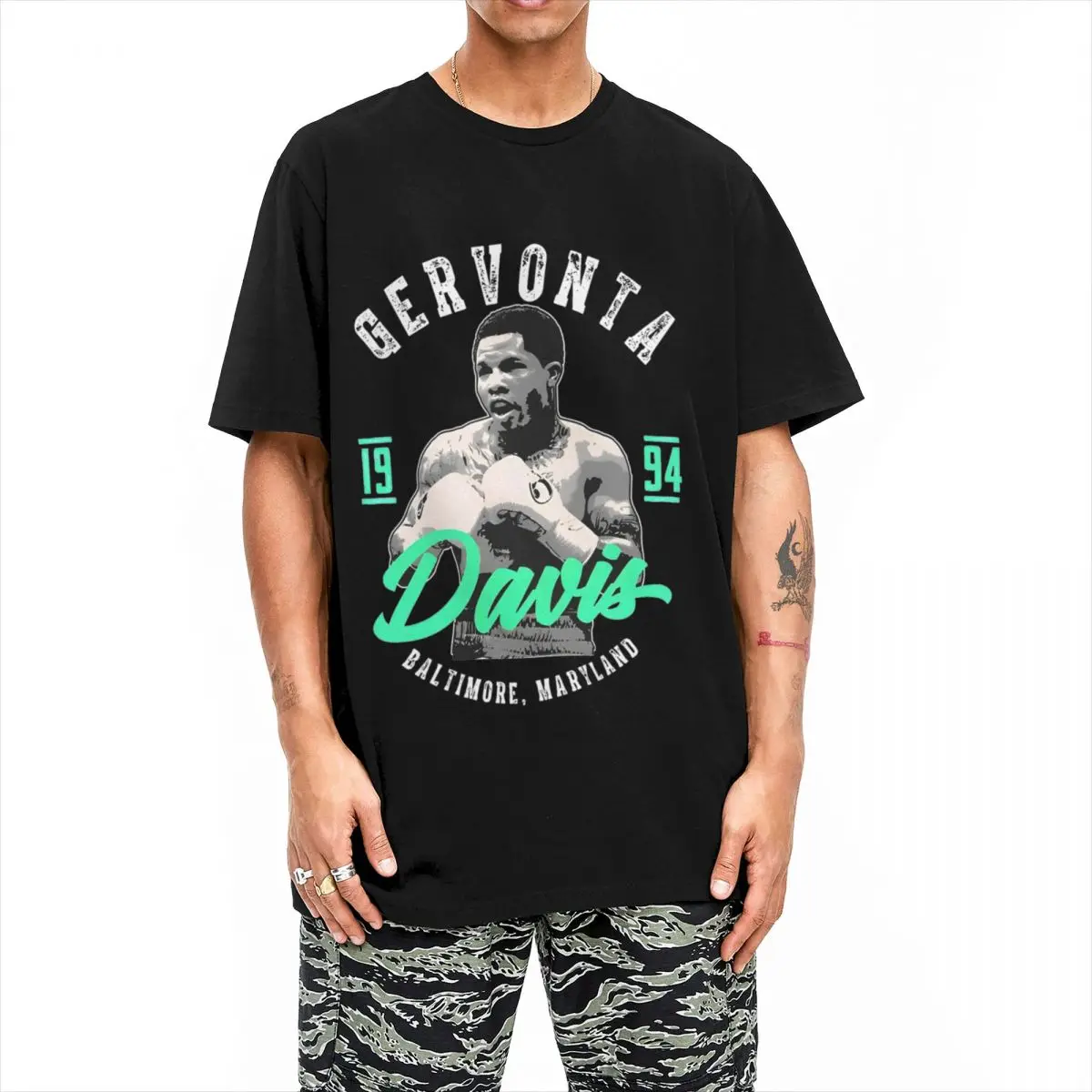 Men's Team Gervonta Davis T-Shirts Retro Pure Cotton Clothes Summer Vintage Short Sleeve T-Shirt O-Neck Tee Shirt Plus Size 5XL