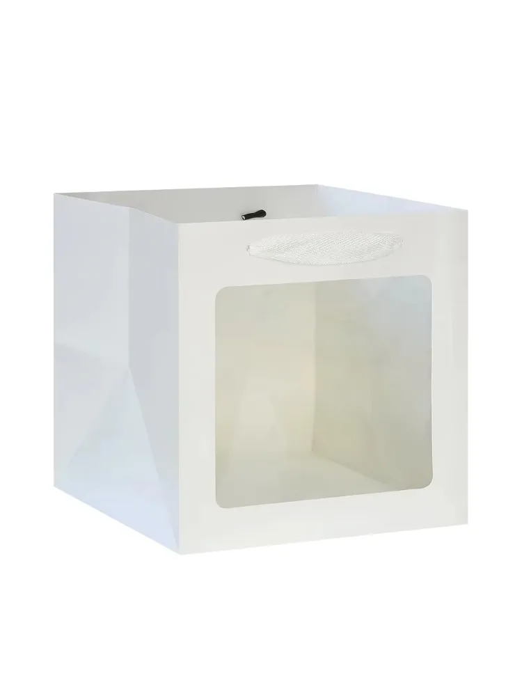 10 sacs cadeaux en papier grand format avec fenêtre transparente, sacs en papier carrés pour fleurs, mariage, fête d'anniversaire, sacs à cadeaux