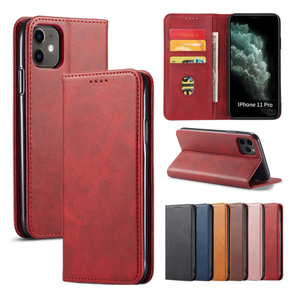 Luxury Leather Case for iPhone 6 6S 7 8 Plus 12 13 Mini 11 Pro X XS Max XR SE 2020 Phone Bags Flip Wallet Cards Stand Cover