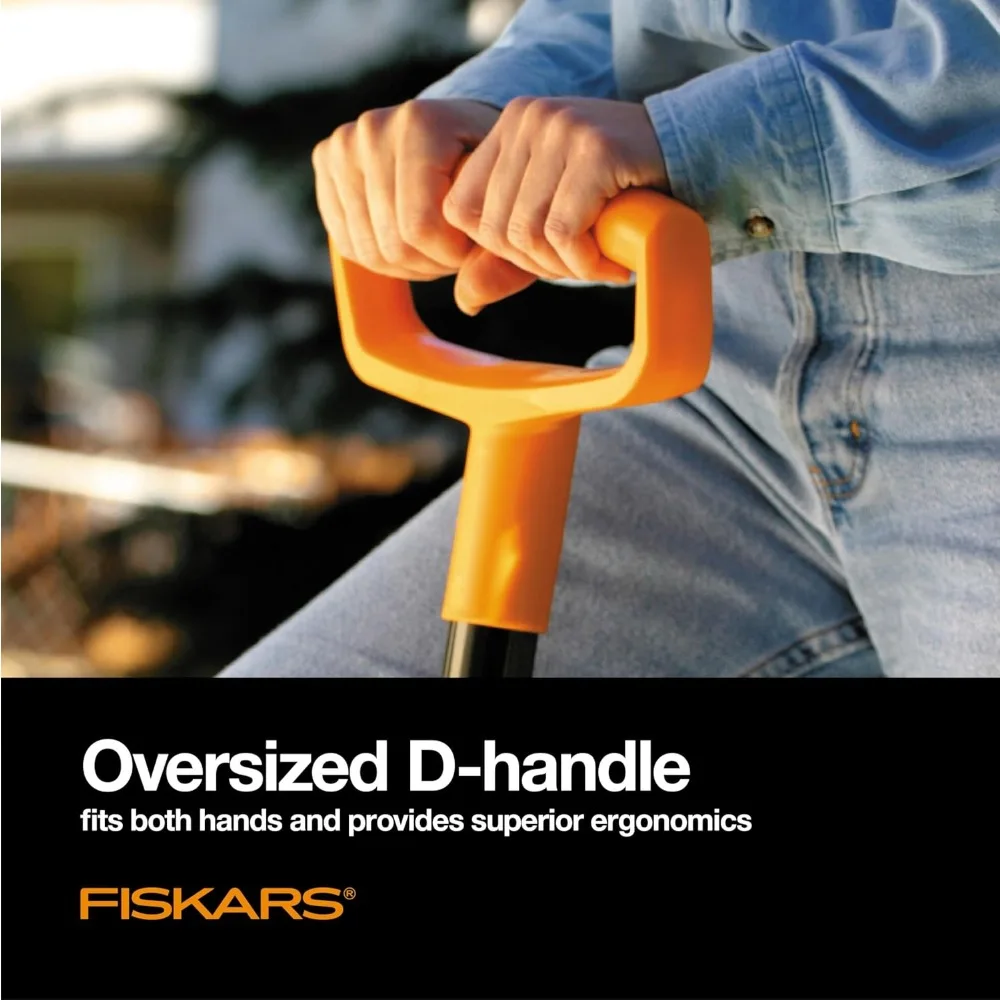 Sekop Taman 46 inci, Sekop Datar Baja dengan Pegangan Ergonomis Bentuk D, Sekop Persegi untuk Pembatas Rumput, Penggalian