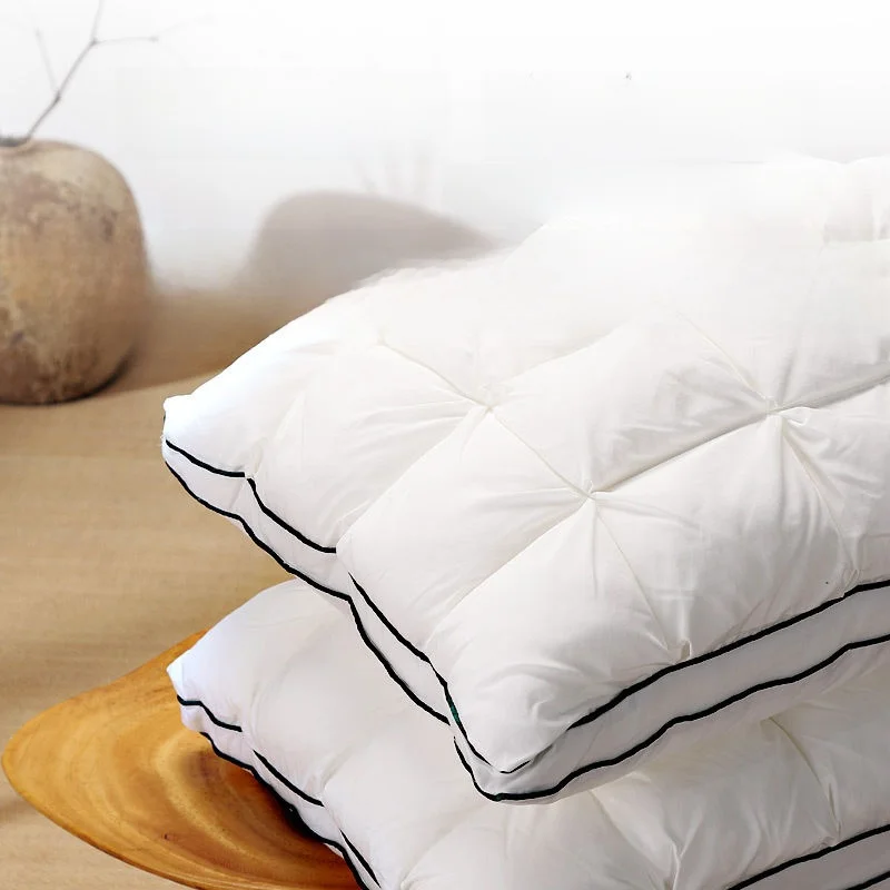 

Men's High Pillow Non-Sagging Pillow High Resilient Pillow Fiber Fill Long Rectangle ape Single Person Cotton Cover