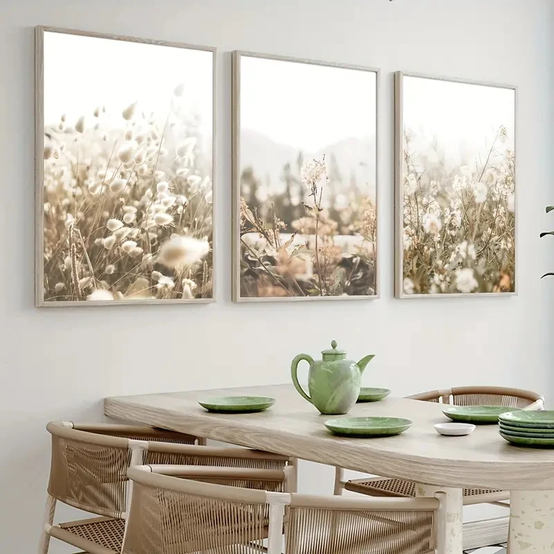 3pcs/Set Wildflowers Foxtail Grass Dandelions Natural Landscape Wall Art Canvas Posters Printed