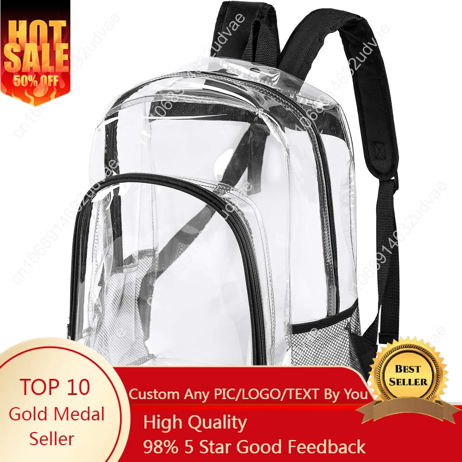 Fomaris Clear Backpack Heavy Duty Clear Bookbag Transparent See Through Plastic Backpacks for School,Work,Concert,College (Black