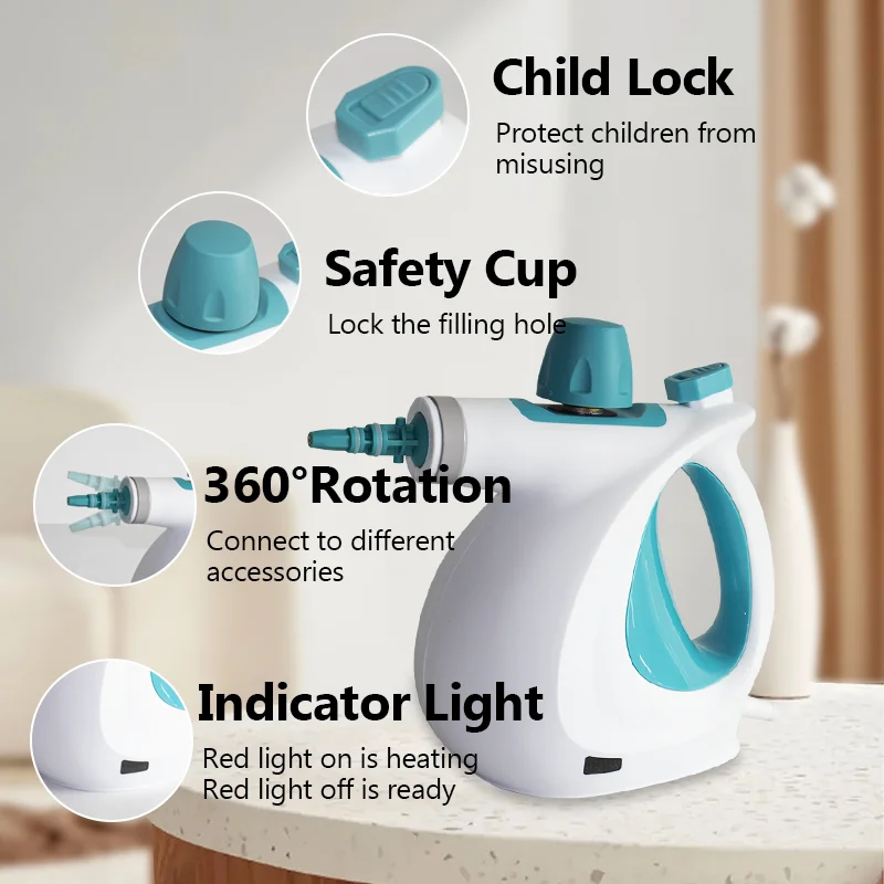 Electric Handheld Cleaner 1050W High Pressure Multi-Surface Cleaner for Home Use with 10pcs Tools