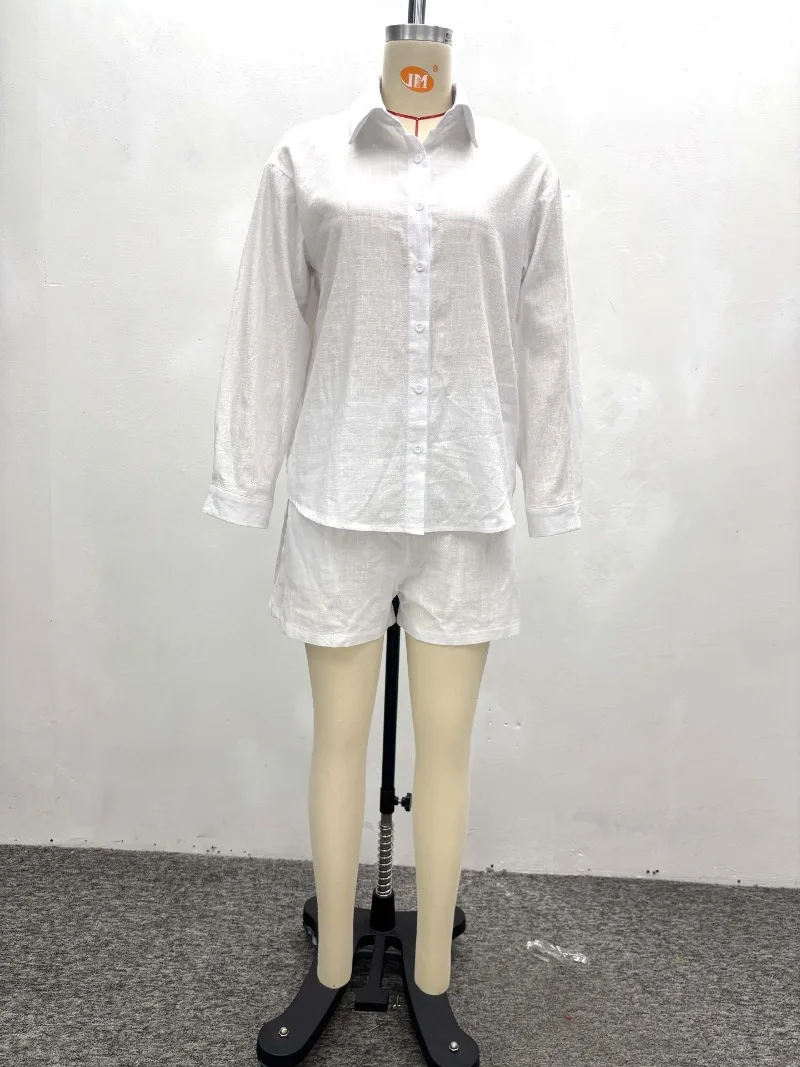 Übergrößes Afrikanisches Damen-Freizeitset 2-teilig Sommer Locker Sitzende Langarm-Bluse und Shorts mit Gummibund Loungewear Streetwear – Detail 6