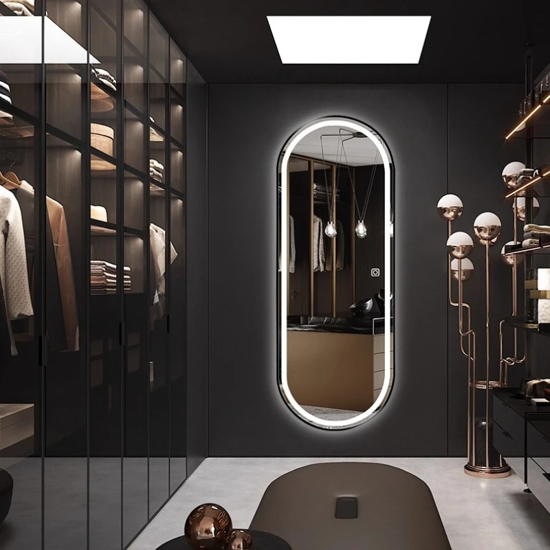 مرايا حائط بمصباح LED حديث وبسيط، مرآة مكياج خفيفة، مرايا أرضية كبيرة لكامل الجسم، مرآة حمام لتزيين الغرفة #3