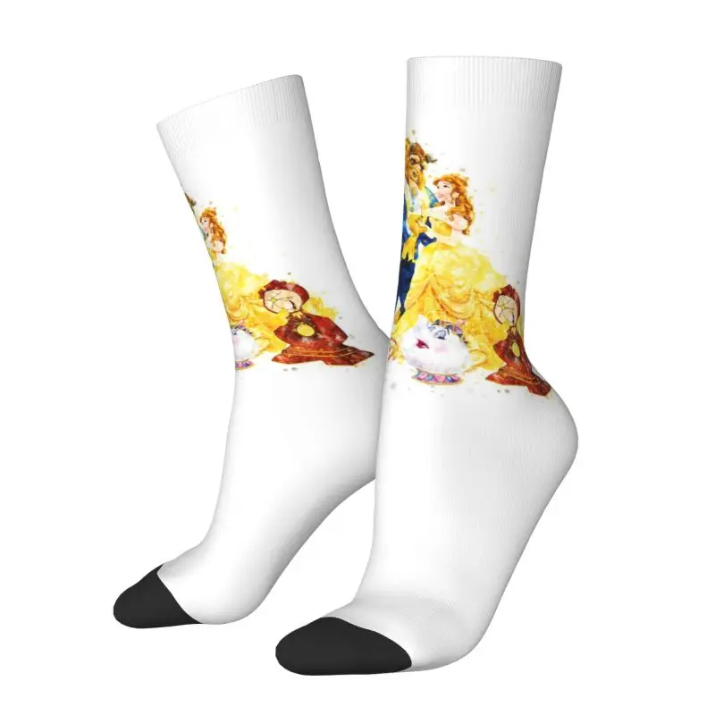 

Пользовательские Harajuku Prince Adam And Belle, милые носки в стиле аниме, женские и мужские теплые спортивные носки с 3D принтом «Красавица и чудовище»