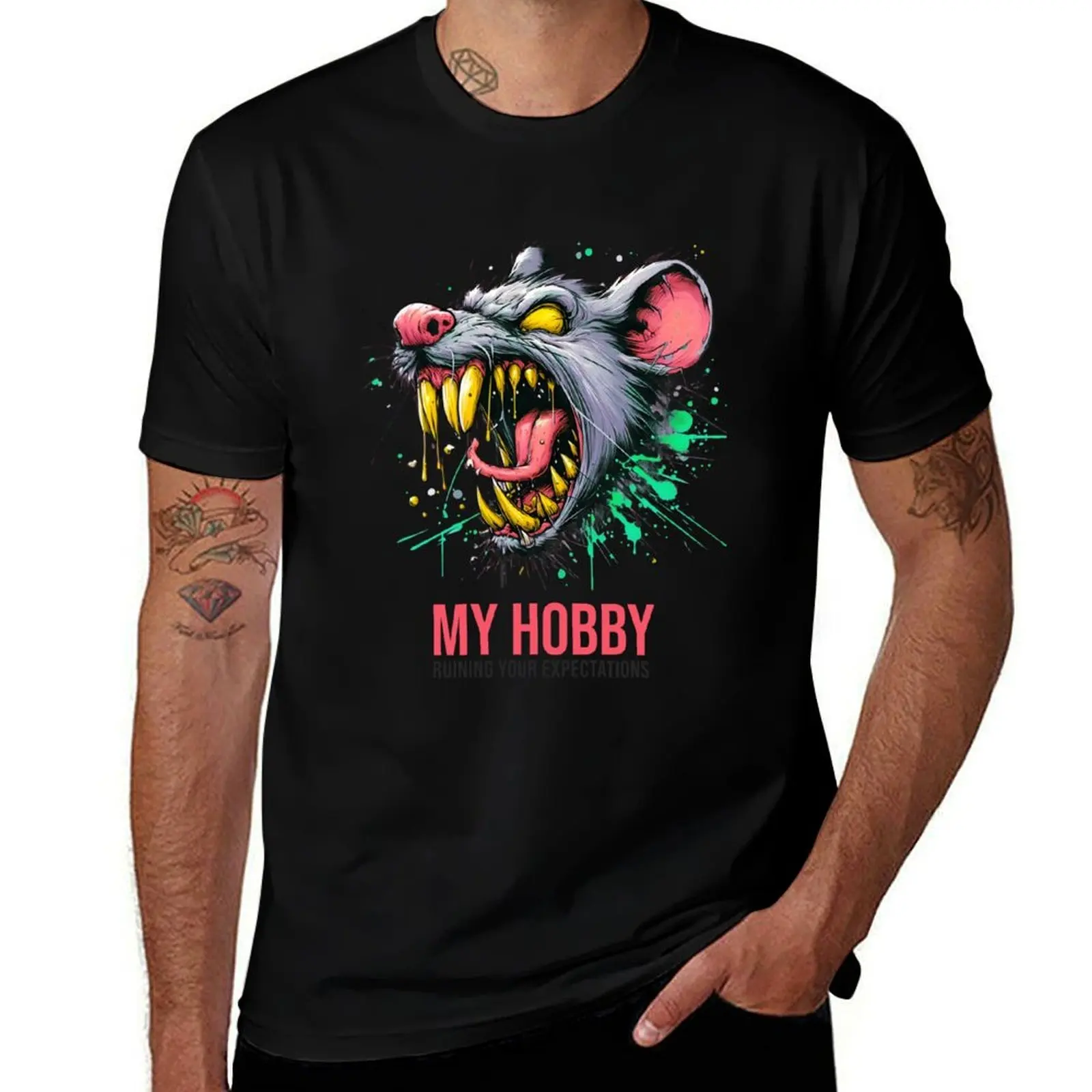 

Футболка Monstrous Rat Ruining Expectations, футболка с короткими рукавами, рубашки, футболки с рисунком, мужские футболки с рисунком Louboutins, забавные