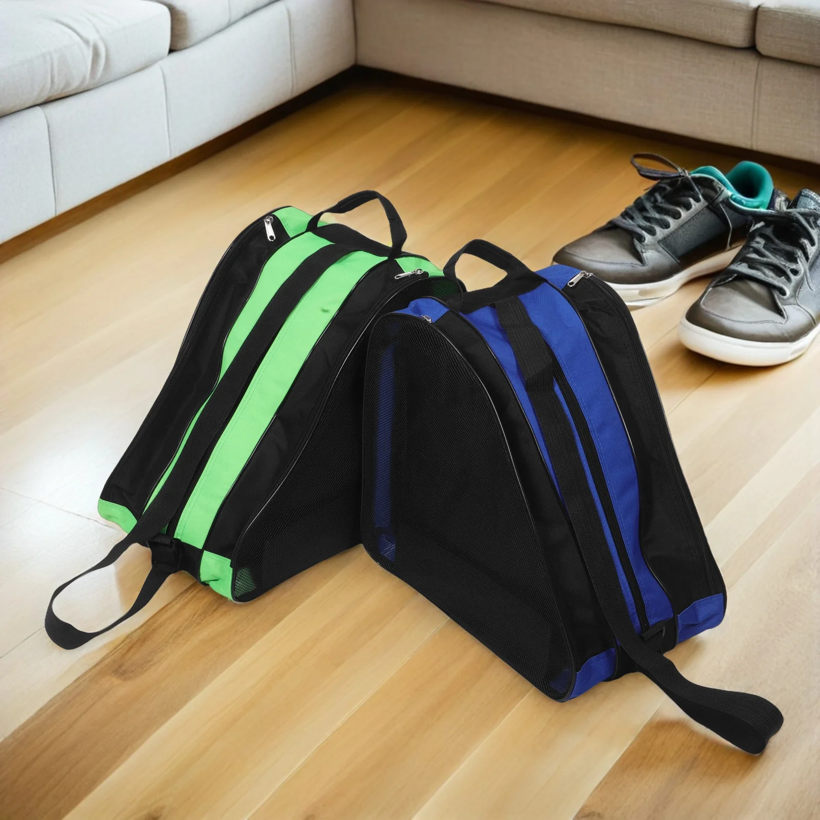2Pcs Roller Skate Bag Breathable Weather Resistant Thickened Fabric Adjustable Shoulder Strap Roller Storage Backpack