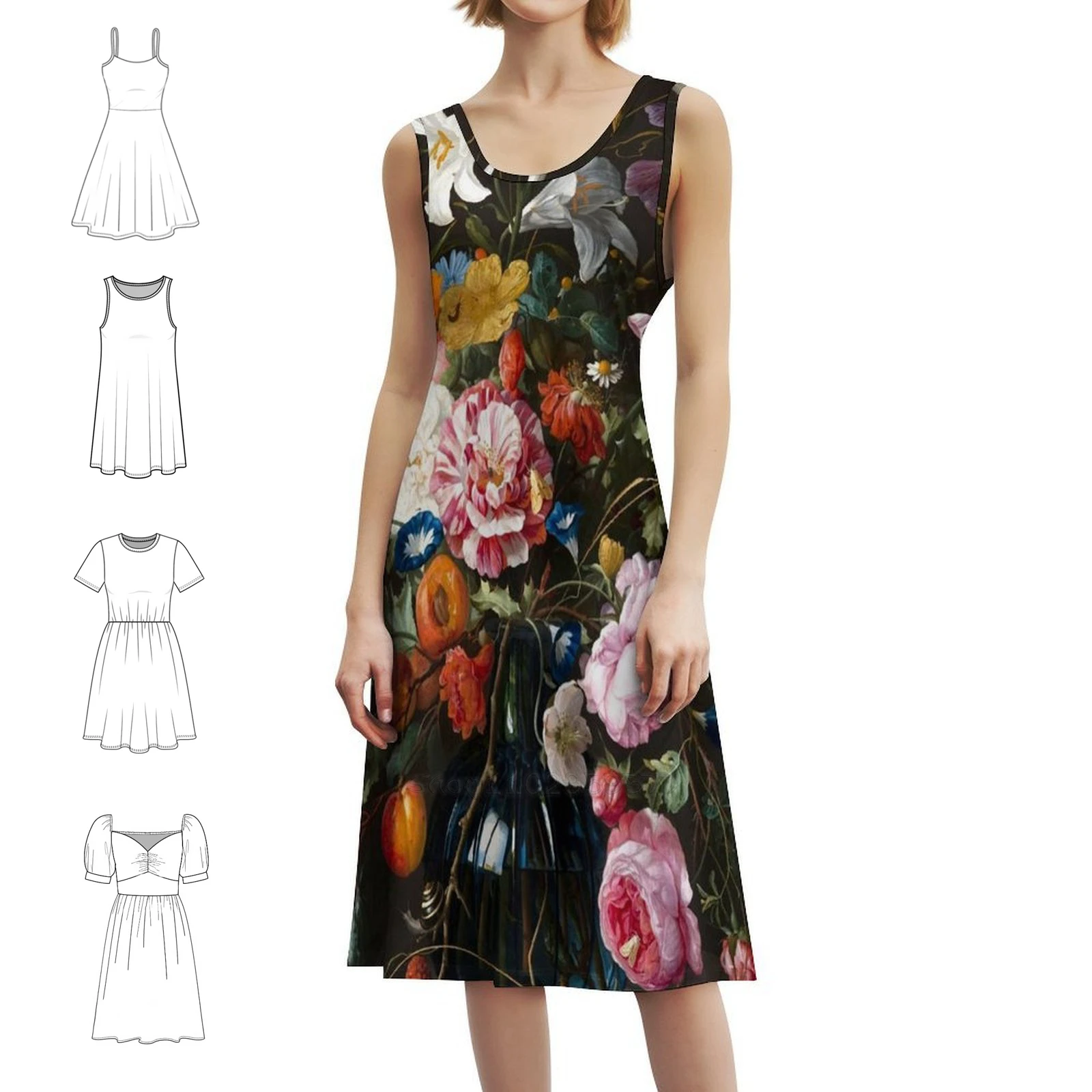 

Джа Дэвидс. De Heem "Натюрморт с цветами" Повседневное платье в корейском стиле для женщин Простые повседневные офисные женские платья Jan