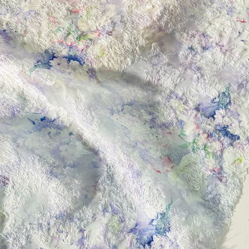 

Watercolor Flower Chiffon Jacquard Fabric Digital Printing Material for Cheongsam Hanfu Dress Making and DIY Sewing Craft
