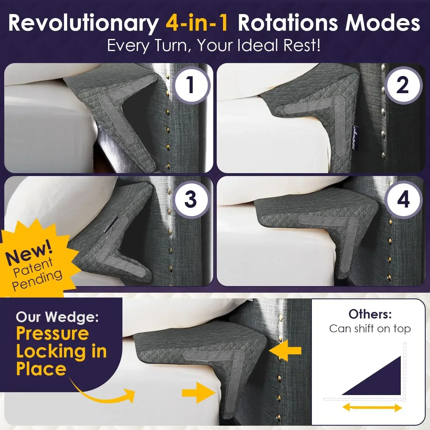 

Adjustable Bed Wedge Pillow to Bridge Mattress and Headboard Gap, Triangle Gap Filler for Bed Support