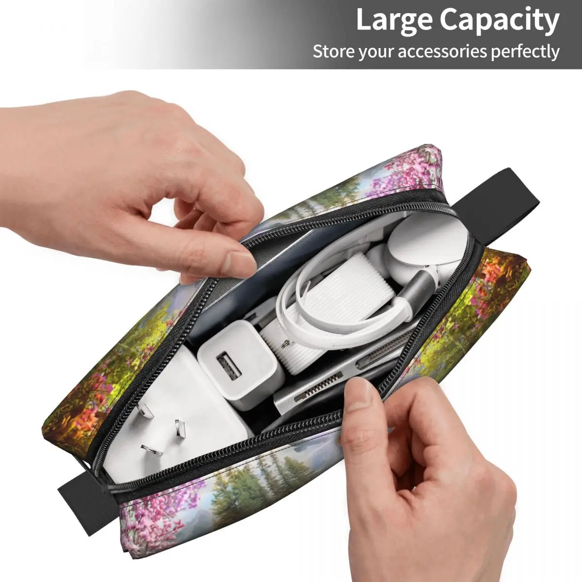 Custom Spring Wolf Family Cosmetic Bag Women Cute Large Capacity Makeup Case Beauty Storage Toiletry Bags