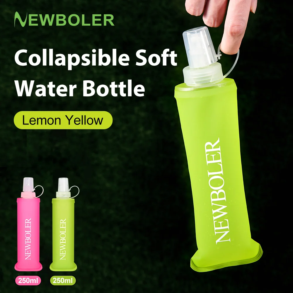NEWBOLER 250 مللي زجاجة ماء بولي يوريثان للطي قارورة ناعمة الرياضة في الهواء الطلق كيس ماء زجاجة ماء قابلة للطي تشغيل التخييم