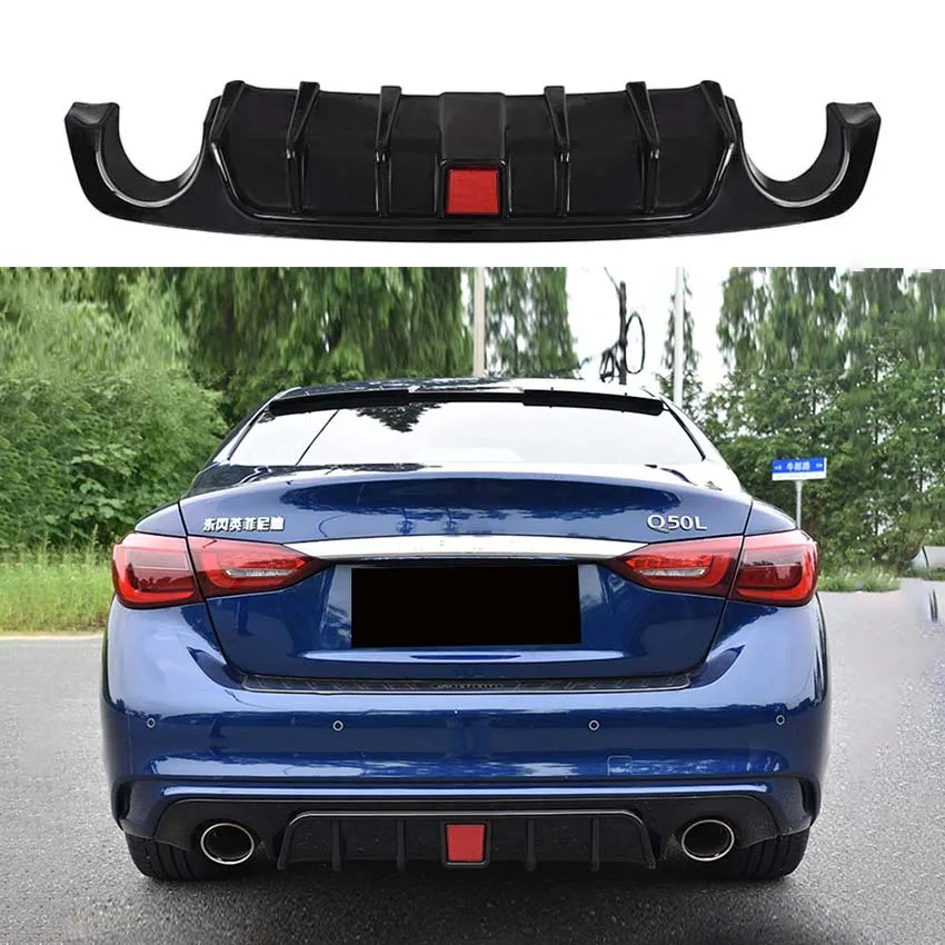 For Infiniti 2014 2015 2016 2017 2018 2019 2020 2021 2022 Q50 Rear Bumper Lip Separator Diffuser ABS Material Spoiler Car Parts