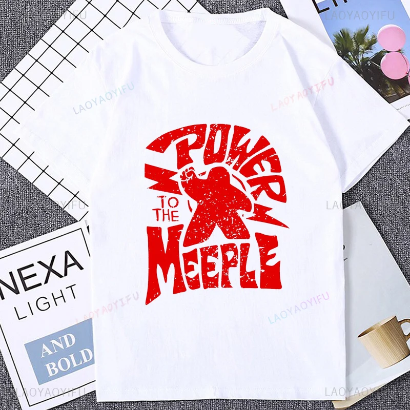 Power To The Meeple Funny Board Game Tshirt Casual Fashion Hip Hop Cotton Man T Shirt Breathe Summer Style Y2K Women T-shirt