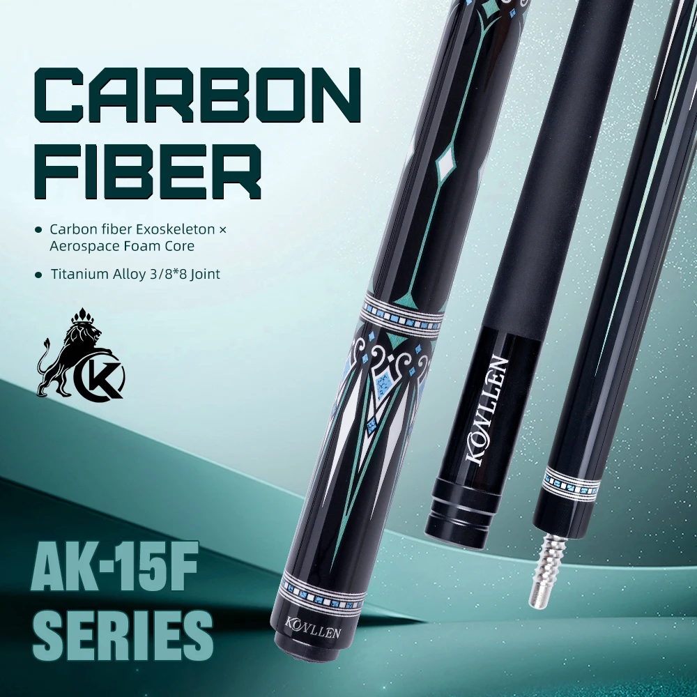 

KONLLEN AK-15WF Кий из углеродного волокна с наконечником 12,5 мм, профессиональные бильярдные кии для бильярдного кия