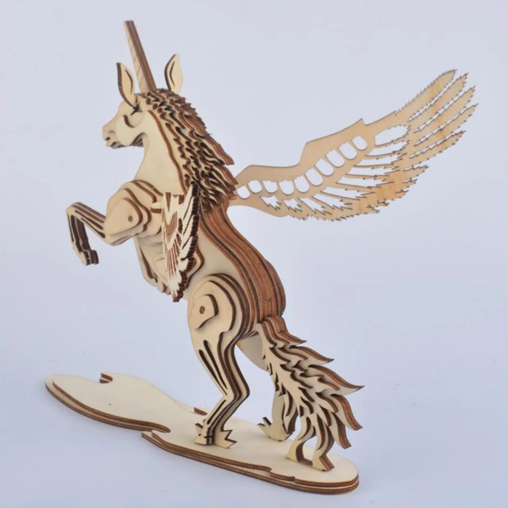 Decorative Puzzle Toy Wooden Puzzles Toys Aldult Unicorn Board for Kids Bamboo Educational DIY Children