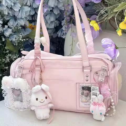 2025 New Uniform Hollow Painful Bag Pink Large Capacity Student Daily School Bag Trendy Idol Youth Campus Bag JK Casual Tote Bag