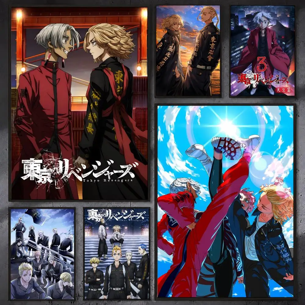 T-Tokyo Revengers Anime Poster Waterproof Sticky Wall Art Print For Bedroom Living Room Hallway Bar Home Decor