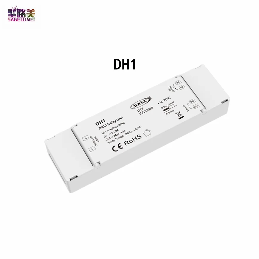 110V-220VAC 1CH*10A DALI AC Relay 1 Channel Switch Dimmer Unit DH1 DT7 DALI-2 Certified Dry Contact Output For LED Lamp Light