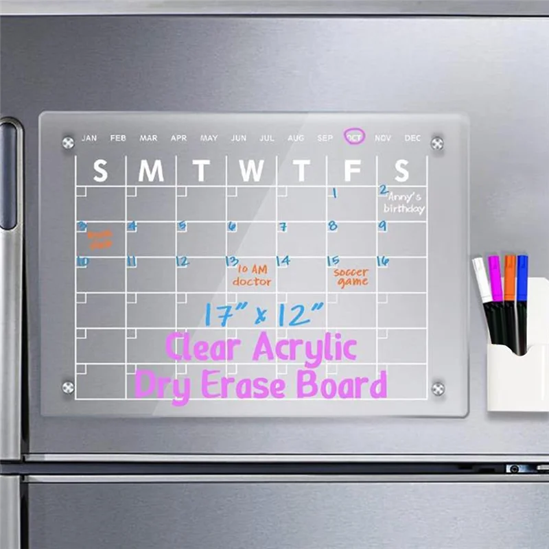 2 قطعة المغناطيسي الجاف مسح مسح مجلس ل الثلاجة التقويم للثلاجة ملاحظة مجلس ممحاة قابلة لإعادة الاستخدام الاكريليك واضح 40X30cm