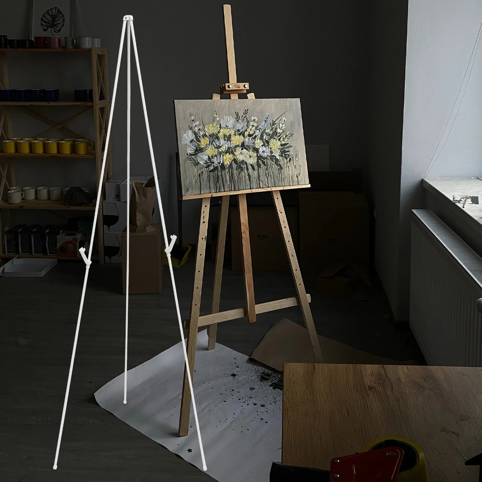 

Foldable Metal Drawing Easel for Indoor Outdoor Painting Display Stand Multi-Functional Art Easel Stand for Canvas Posters Signs