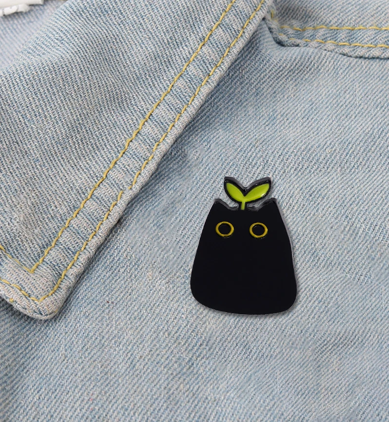 punk Style Small Cartoon Cute Black Cat Shape Metal Enamel Brooch Fashion Creative Animal Badge Pin Jewelry Children\'s Gift