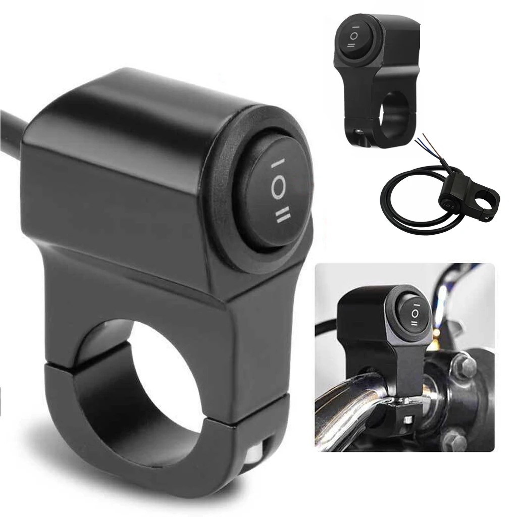 Universal Motorcycle 3 Way Switch ON OFF Mini Driving Light Switch With Clip Black