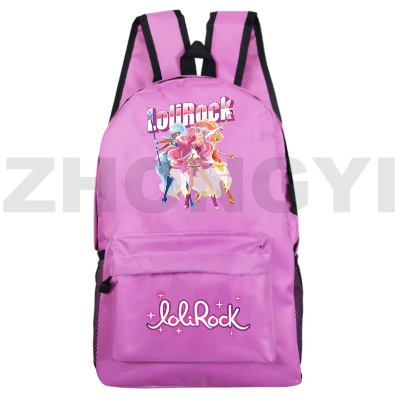 Moda na co dzień kobiety LoliRock gra plecaki Kawaii różowy Merch LoliRockstar Anime tornistry prezenty na Halloween torebki na książki dla dzieci