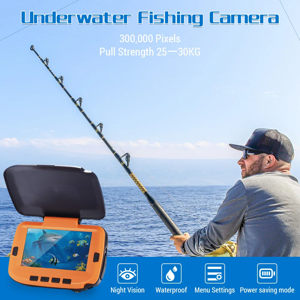 Underwater Fishing Camera with 4.3in Digital LCD Monitor 120° 300,000 Pixels 8 CS Night Vision for River/Ice Fishing