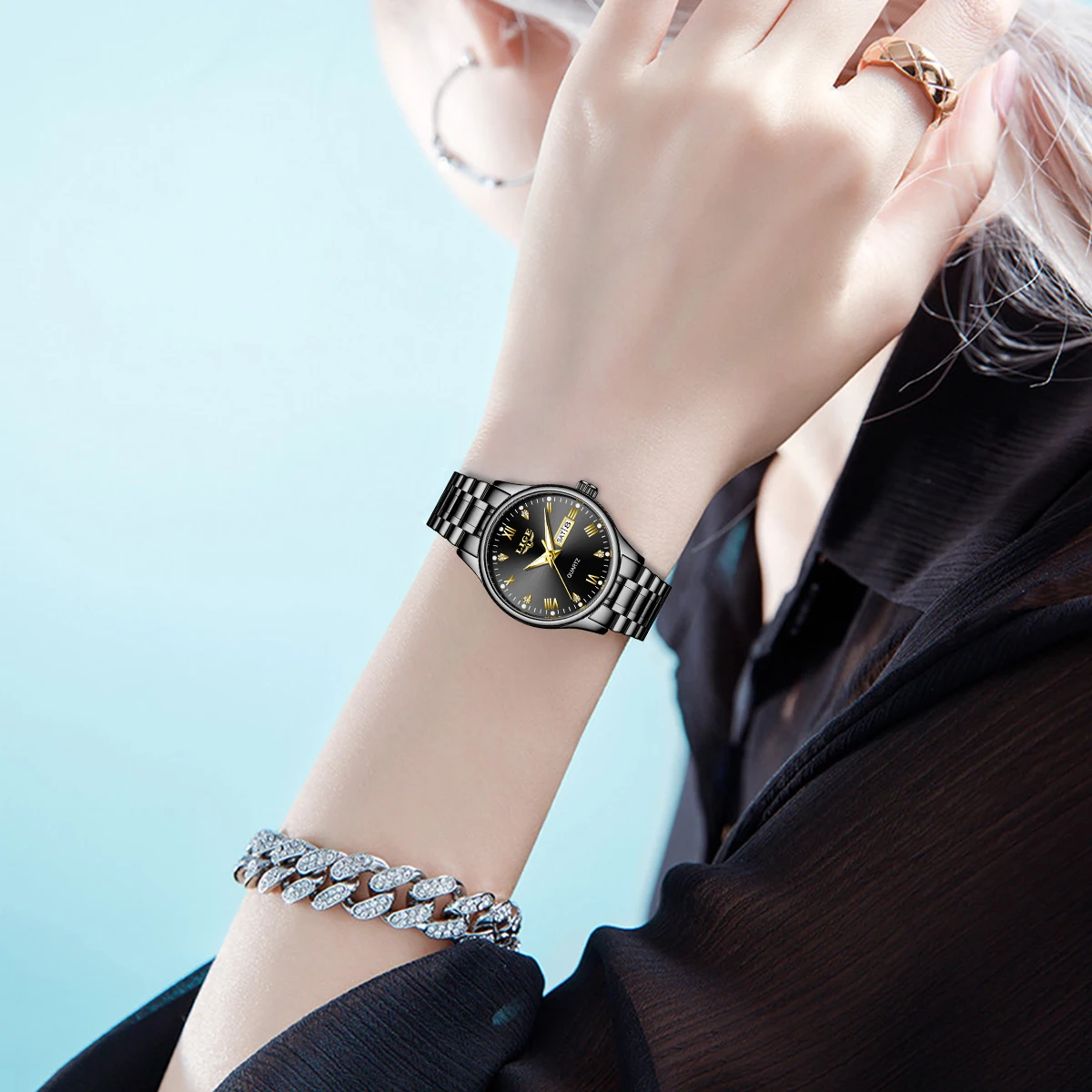 ساعة LIGE Top Band Woman الكلاسيكية للأعمال الماسية بتقويم مقاوم للماء للسيدات ساعة يد كوارتز أصلية للنساء