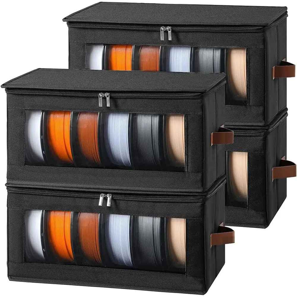 

4-Pack 3D Printer Filament Storage Boxes with Desiccants, Holds 24 Rolls, Organizer Rack for Home, Office, Workshop