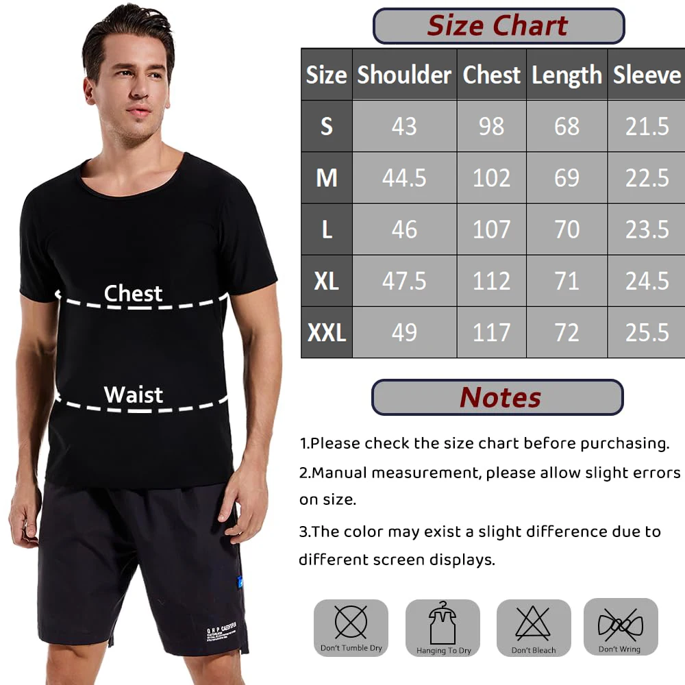 Men's Sauna Suit T-shirt Heat Trapping Sweat Compression Vest Shapewear Top Gym Exercise Shaper Belly Control Fat Burn Shirt