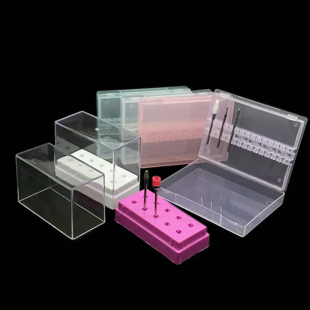 

10/20/30 Slots Clear Storage Box For Nail Drill Bit Files Holder Container Case Display Nail Accessorie Tool