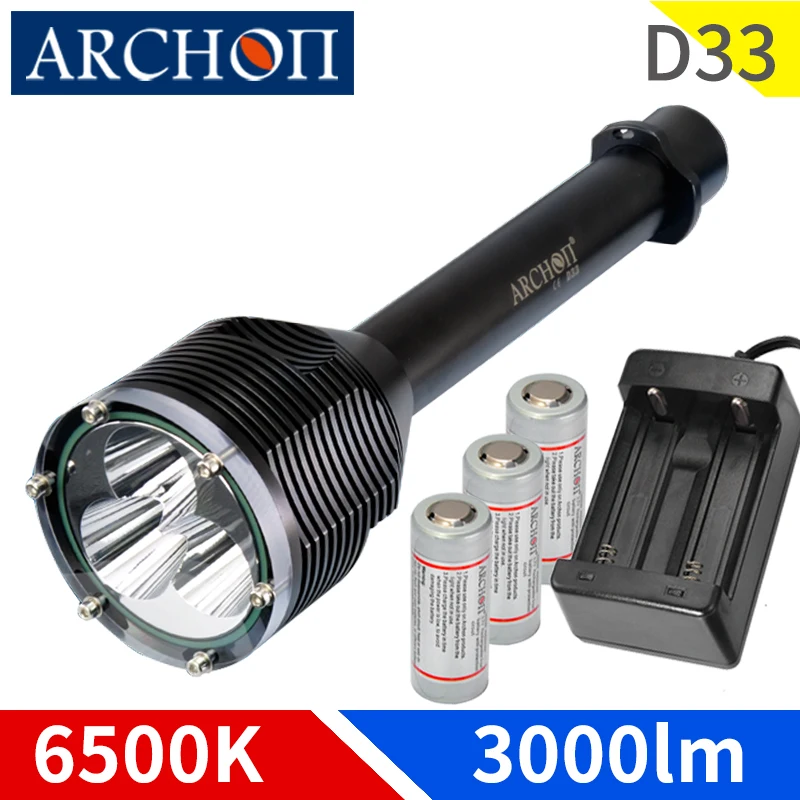 archon impermeavel led scuba diving luz refletor noturno iluminacao caverna tocha subaquatica d33 3000 lumens 100m 01