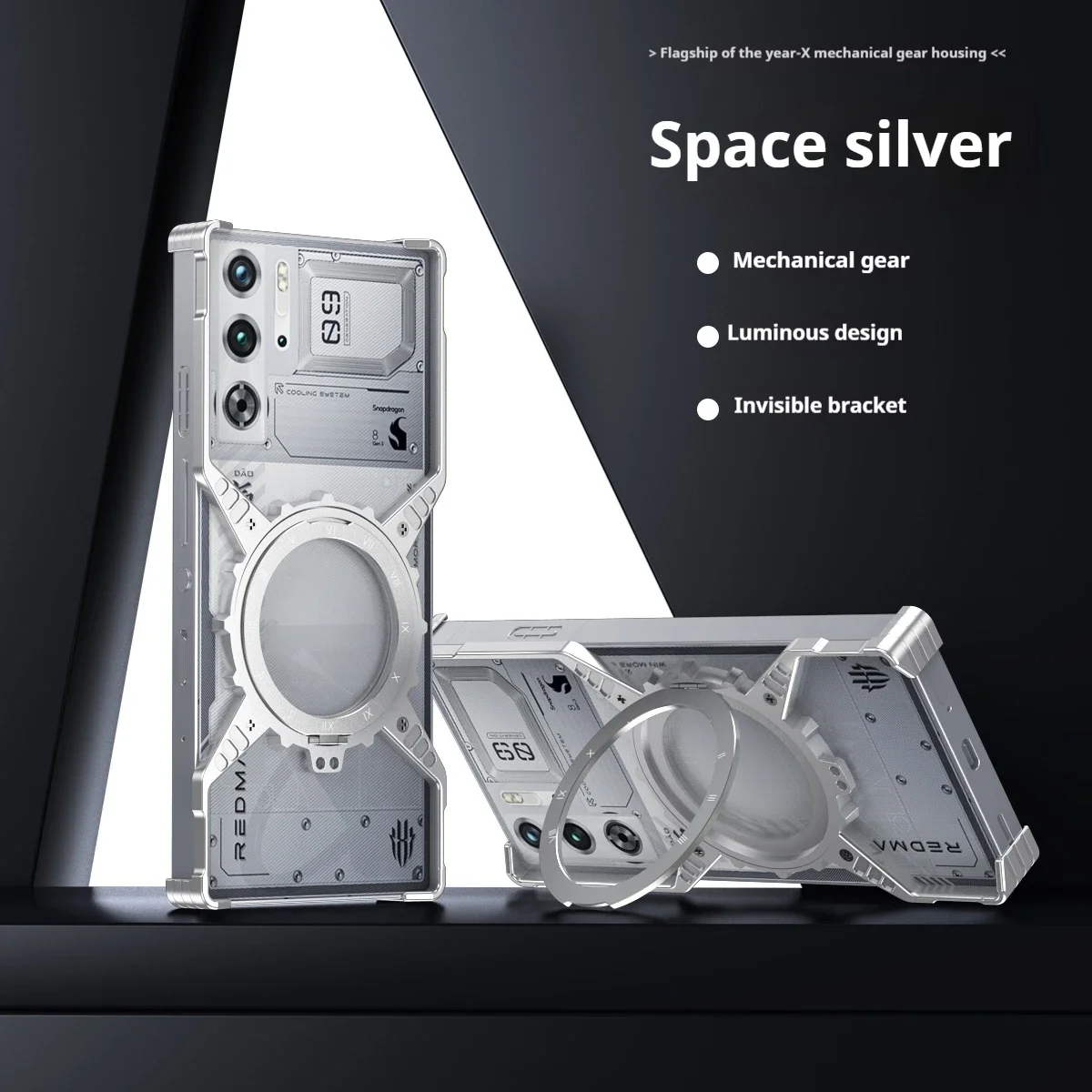 Magnetic Metal Armor Removable X Type Rimless stand Case,For ZTE Nubia Red magic 10 Pro plus 9S 8S Pro+ luminous Cases Cover