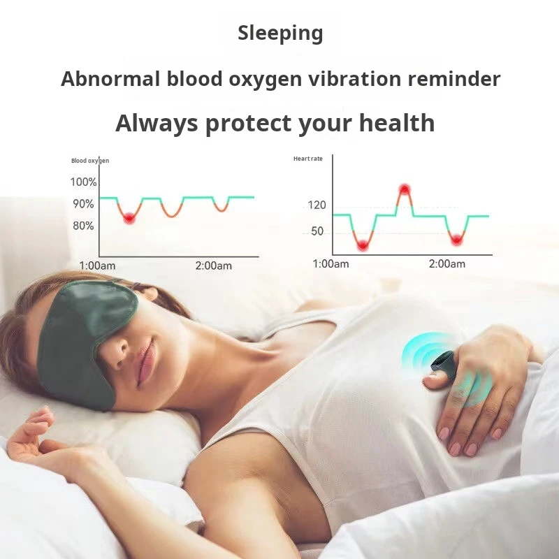 Moniteur d'oxygène dans le sang Bluetooth, alarme d'apnée du sommeil, compteur d'oxygène dans le sang, enregistrement des données du sommeil, anti-ronflement, USB, saturation d'oxygène dans le sang