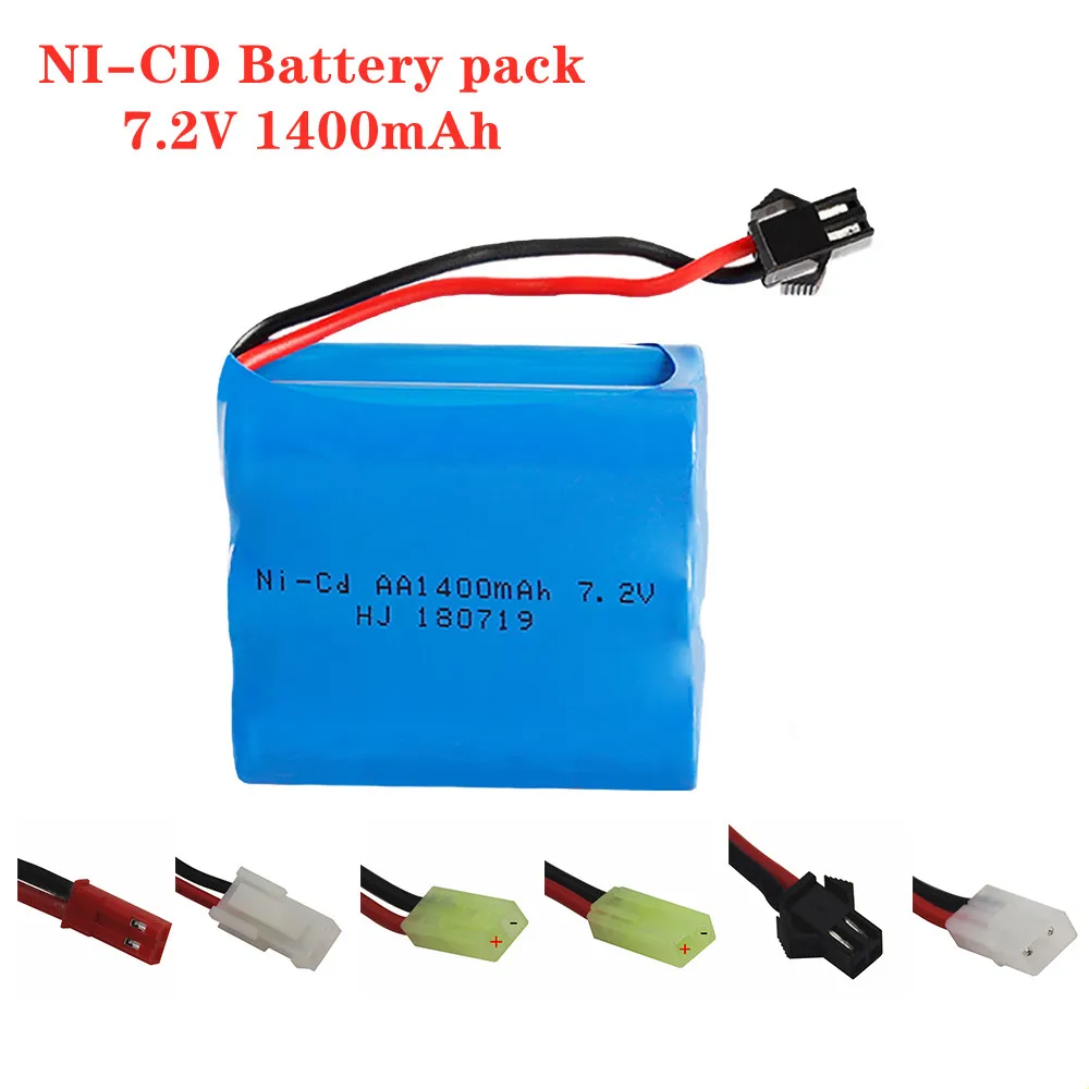 Batería NiCD de 7,2 v y 1400mah para juguetes de control remoto, 1 piezas, batería recargable para coches, tanques, trenes, Robot, barco, pistola, ni-cd, AA, 1400mah, 7,2 v