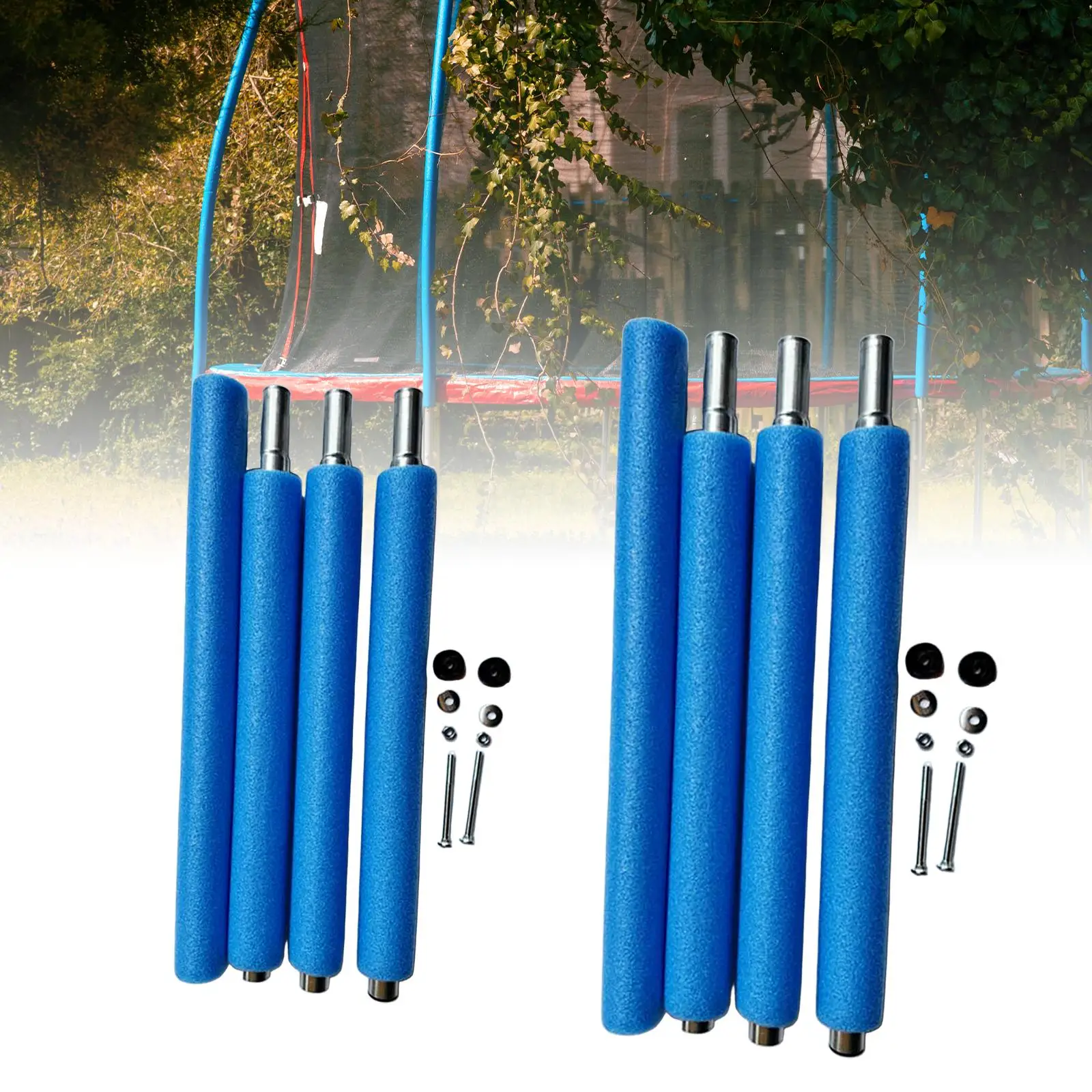 Trampoline Replacement Enclosure Poles with Screws Railing Fence Parts Anti Collision Accessories Padding Steel Poles Steel Pipe