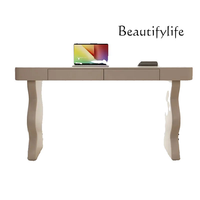 French cream style all solid wood desk small apartment simple writing desk