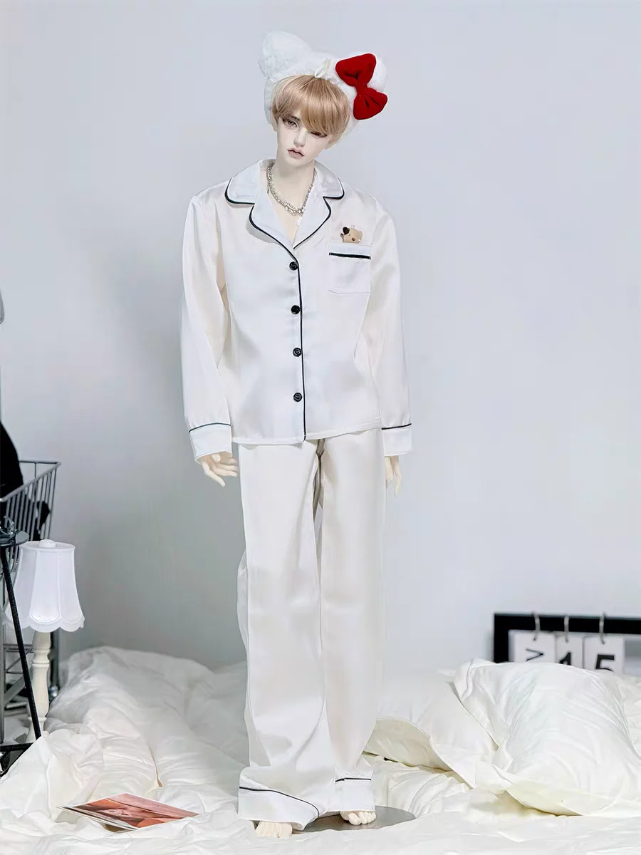 Roupas de boneca bjd adequadas para tio id75 tamanho versátil preguiçoso pijama multicolorido manga comprida roupas para casa conjunto de duas peças masculino