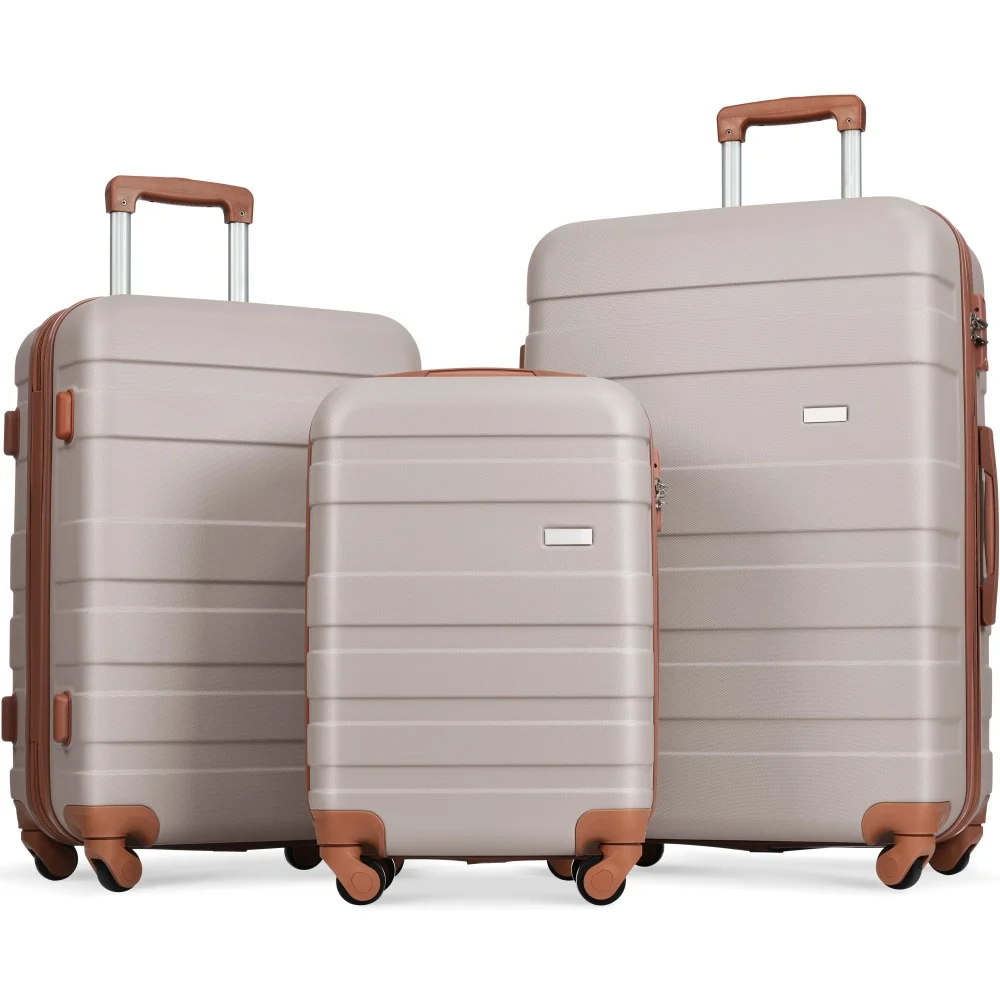 

3 Piece Luggage Set ABS Hardshell Suitcase with Spinner Wheels TSA Lock 20/24/28 Inch Durable Travel Suitcase Rolling Luggage