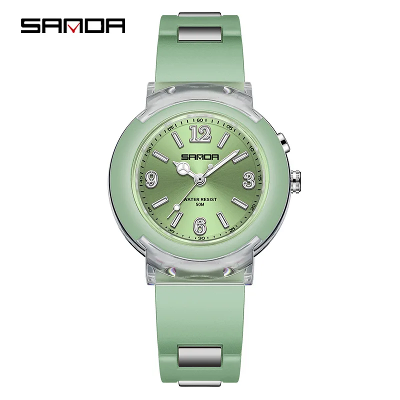 

SANDA 6104 New Male and female Watch Fashion Trend Outdoor Leisure Temperament Versatile for Girls Quartz Watch LED Light