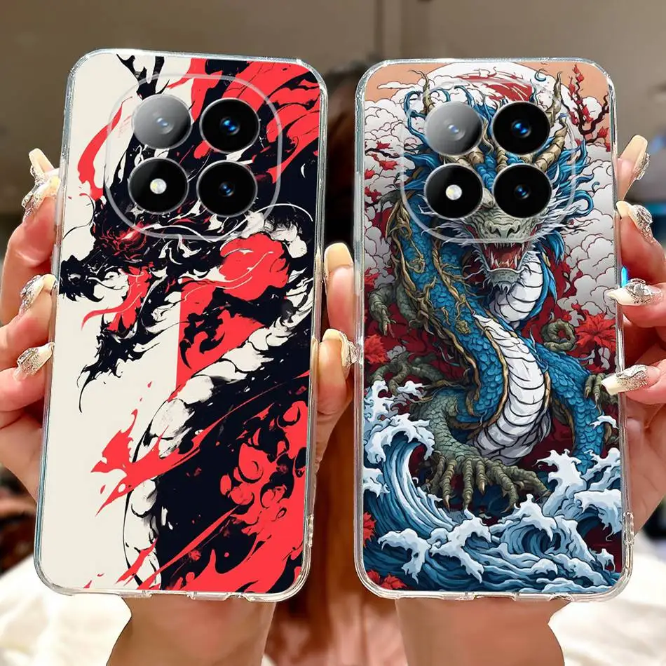 Für Xiaomi Redmi Hinweis 14 Pro + Cool Dragon Tiger Gemalt Telefon Fall Für Redmi Hinweis 14 Pro Plus 5G weiche Silikon TPU Fällen