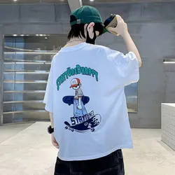 100% Cotton Summer Streetwear Clothing Children's cartoon Print T shirt Boys or Girls Short Sleeve T-shirt Children's Top