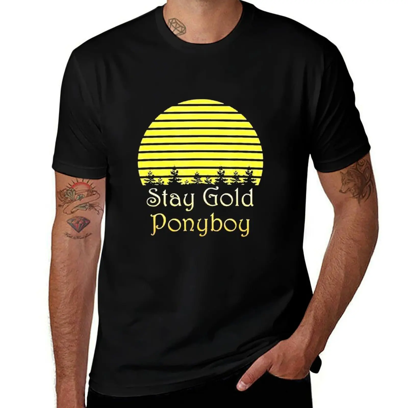 Ponyboy Vintage Stay Gold T-Shirt Industrial Work Tee Shirt