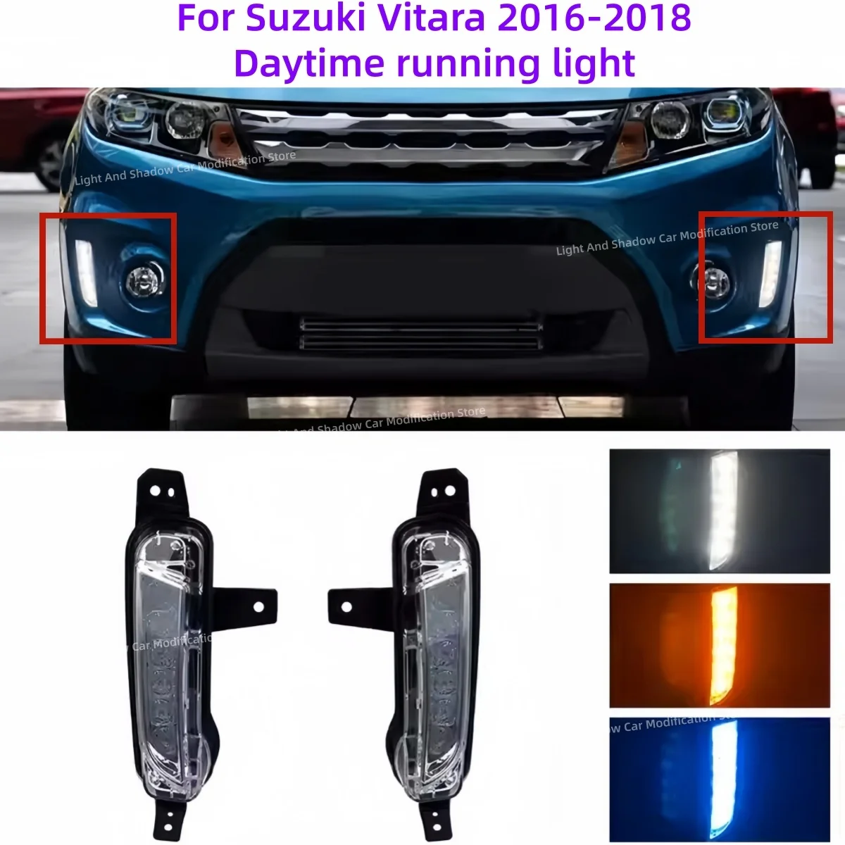 For Suzuki Vitara 2016-2018 Daytime running lamp Modification LED Flowing water Turn signal fog light Auto parts Decorative lamp