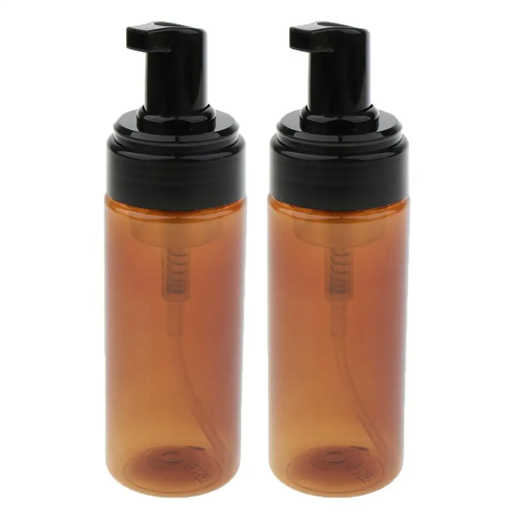 2x150ml Amber Empty Plastic Foam Foaming Dispenser Pump Container Bottles